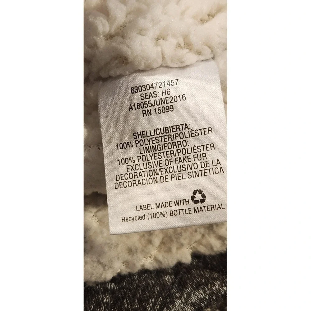 Roebuck & Co Jacket Kids Size 4 Gray Quilted Faux Fur Hood‎ Sherpa Lined Winter